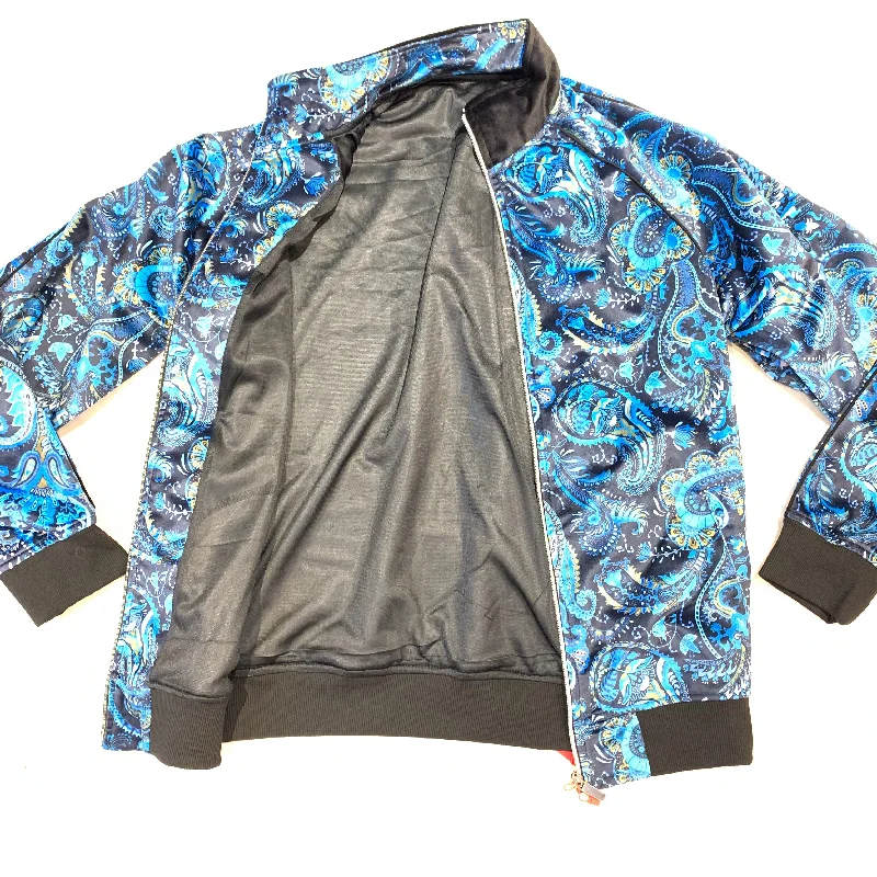 Inserch Blue Paisley Velour Zip Up Jacket