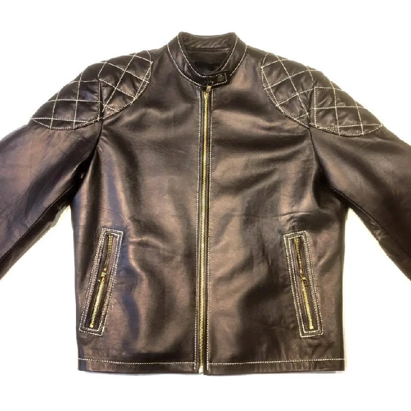 Jakewood Black Quilted Bomber Leather Jacket