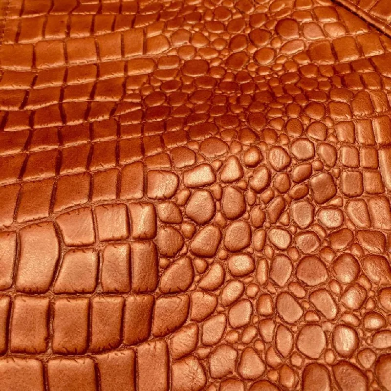 Jakewood Cognac Embossed Alligator Bomber Jacket