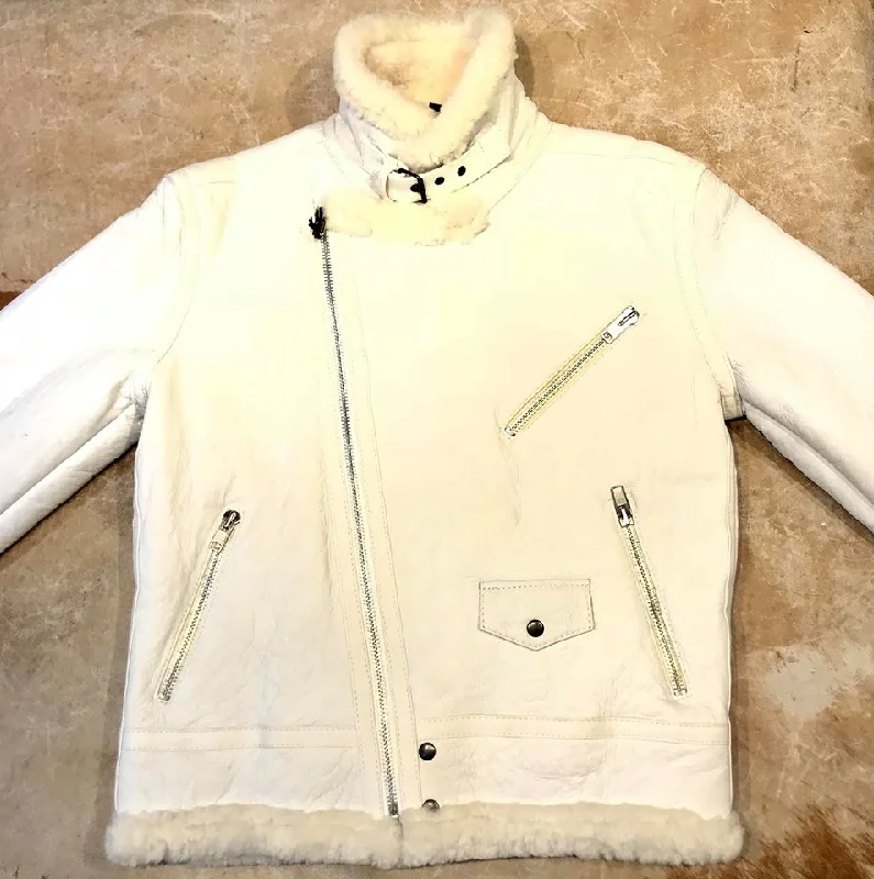 Jakewood - Shearling Racing Aviator White Jacket