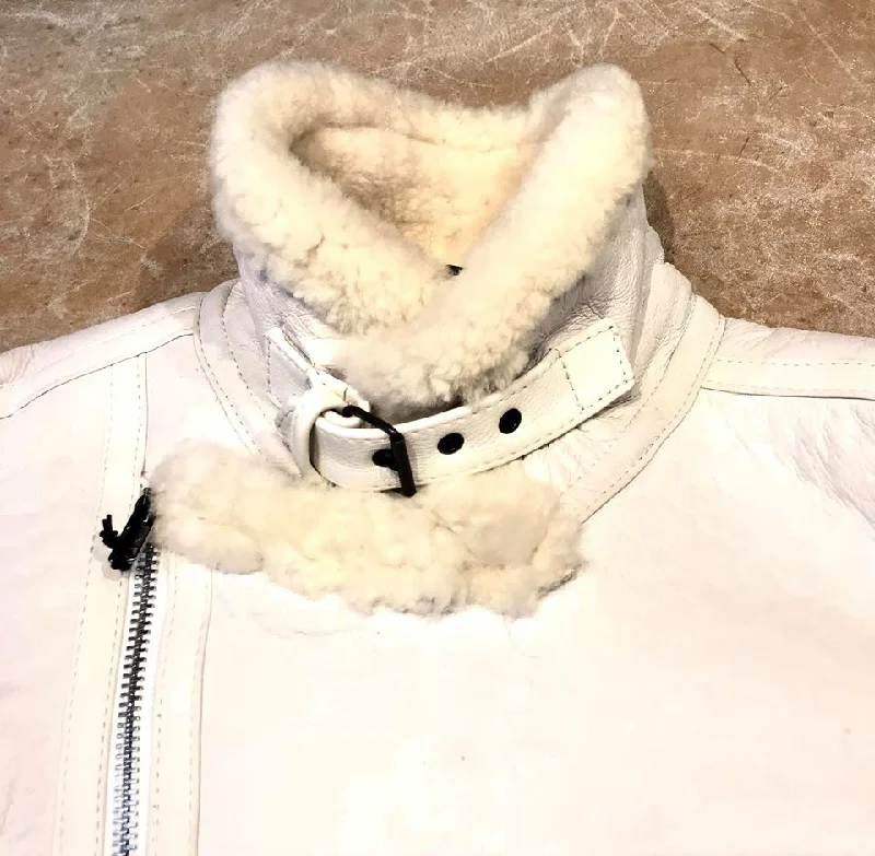 Jakewood - Shearling Racing Aviator White Jacket