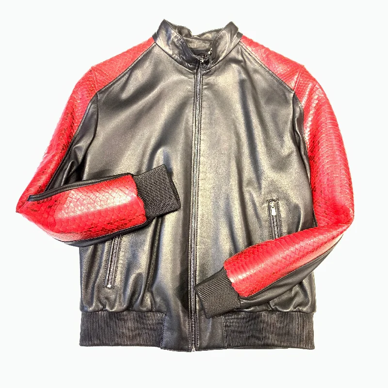 Kashani Black Red Python MA-1 Bomber Jacket