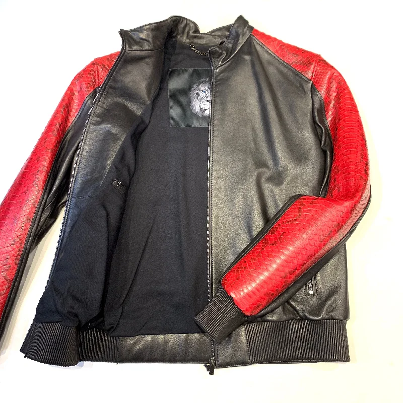 Kashani Black Red Python MA-1 Bomber Jacket