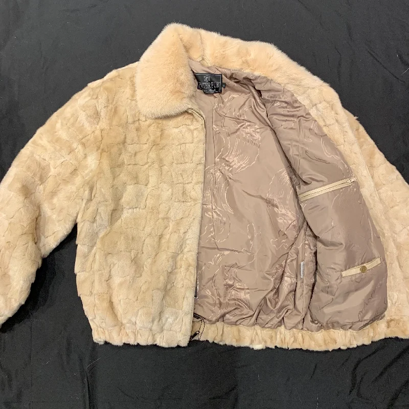 Kashani Cream Diamond Cut Mink Bomber Jacket