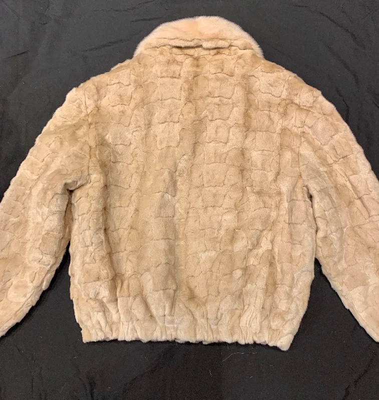 Kashani Cream Diamond Cut Mink Bomber Jacket