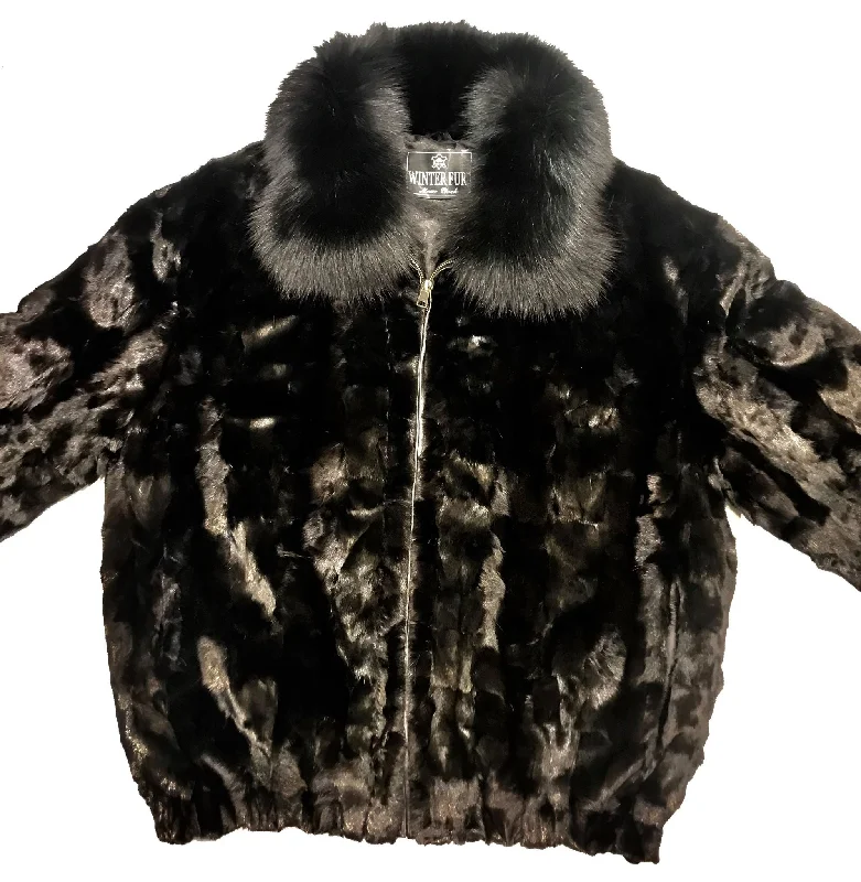 Kashani Diamond Cut Mink Bomber Jacket