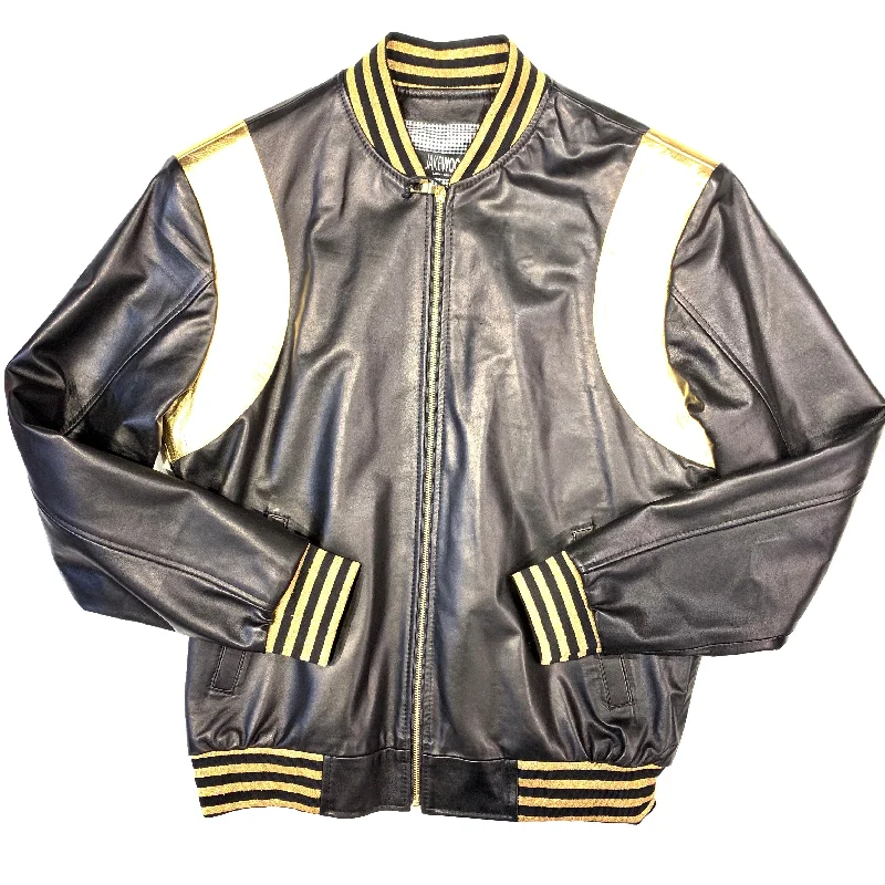 Kashani Black Gold Lambskin MA-1 Bomber Jacket