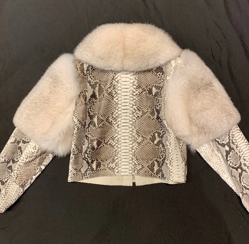 Kashani Ladies Arctic Fox White Python Jacket