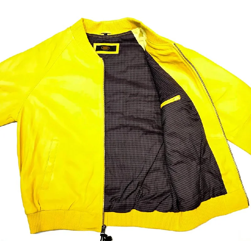 Kashani Lemon Naked Lambskin Bomber Jacket