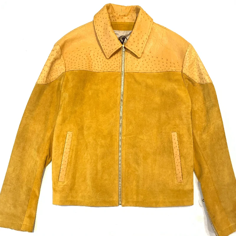 Kashani Men's Canary Yellow Suede/Ostrich Quill Jacket