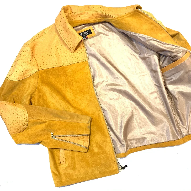 Kashani Men's Canary Yellow Suede/Ostrich Quill Jacket