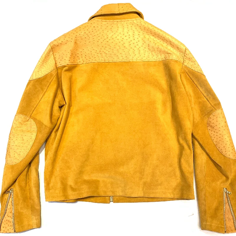 Kashani Men's Canary Yellow Suede/Ostrich Quill Jacket