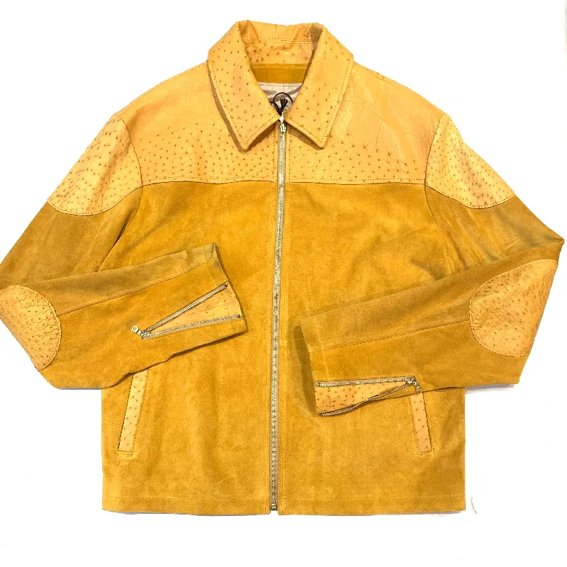 Kashani Men's Canary Yellow Suede/Ostrich Quill Jacket