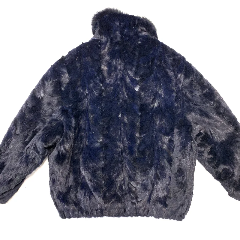 Kashani Navy Blue Mink Bomber Jacket