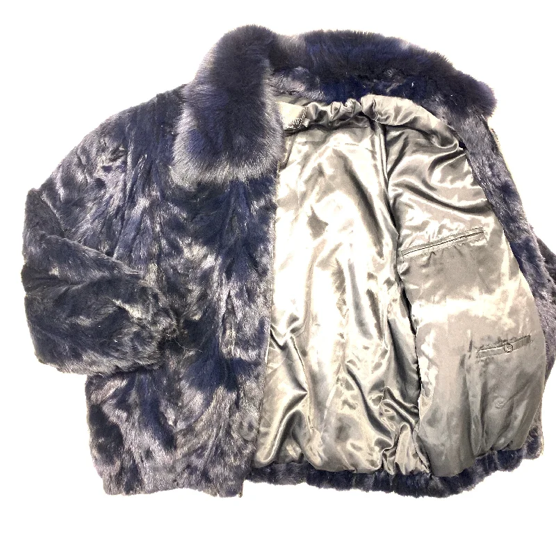 Kashani Navy Blue Mink Bomber Jacket