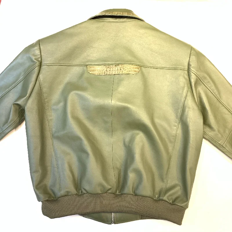 Kashani Olive Alligator Bomber Jacket