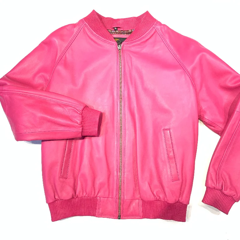 Kashani Pink Lambskin MA-1 Bomber Jacket