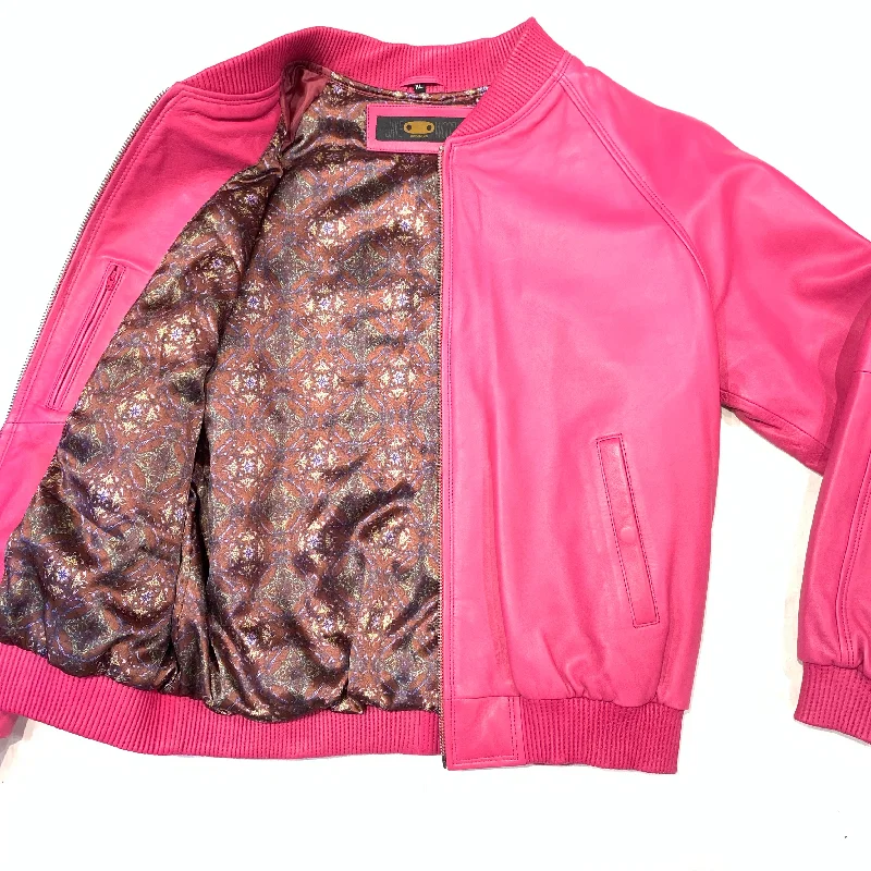 Kashani Pink Lambskin MA-1 Bomber Jacket