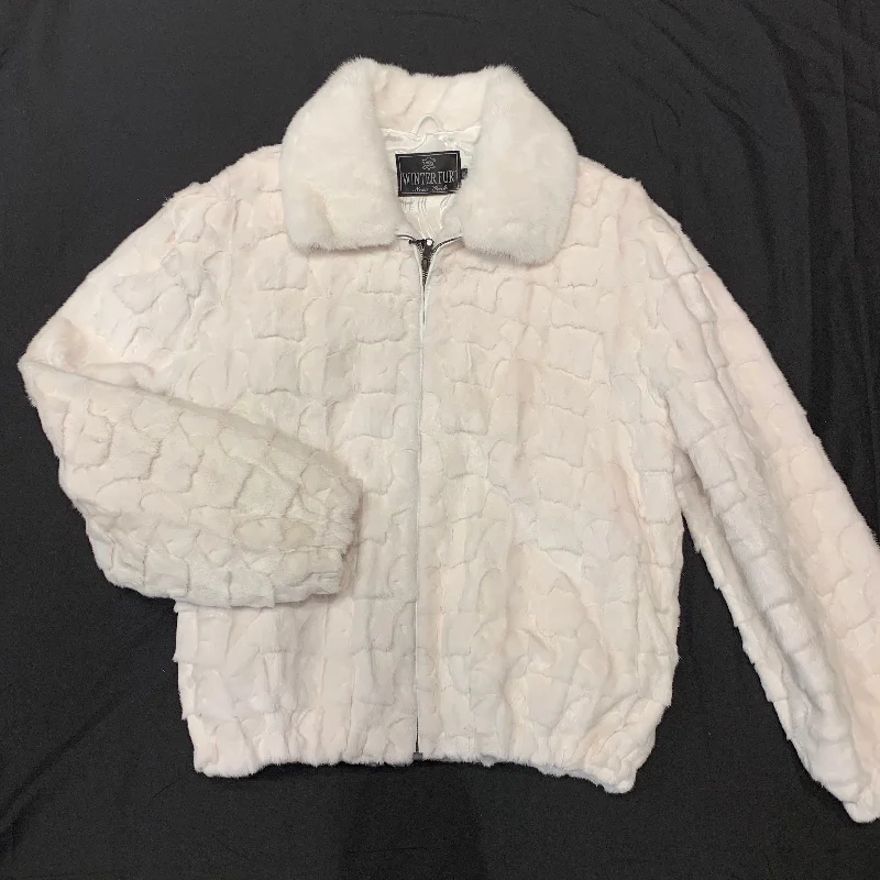 Kashani White Diamond Cut Mink Bomber Jacket