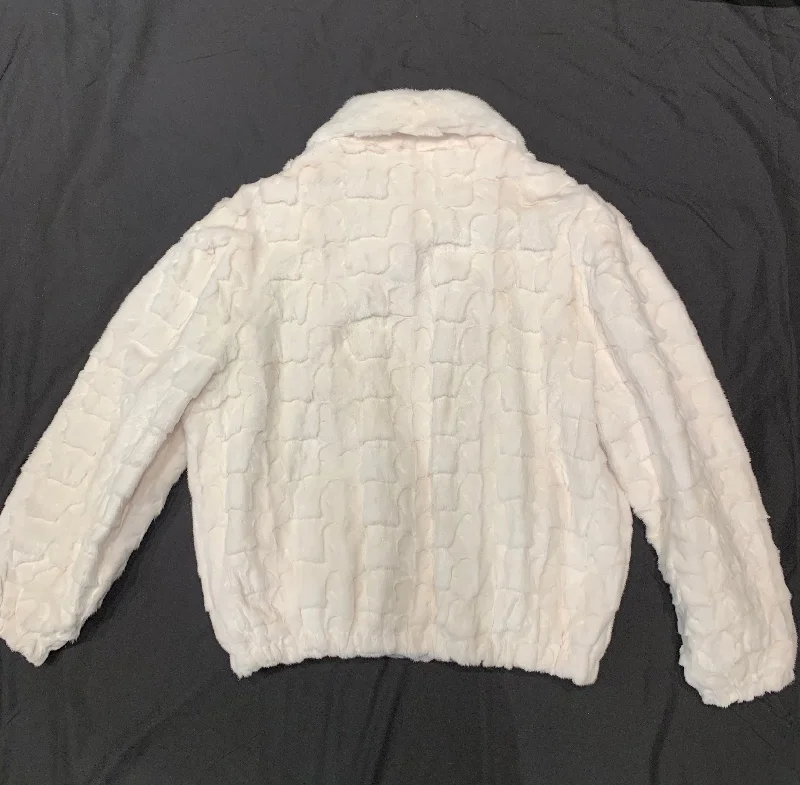 Kashani White Diamond Cut Mink Bomber Jacket