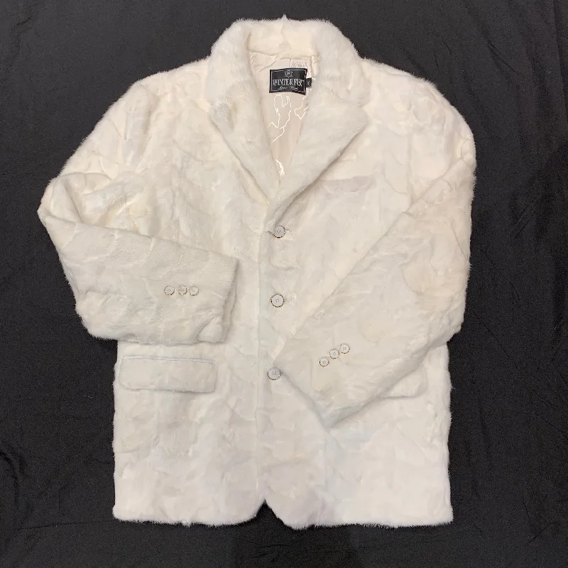 Kashani White Diamond Cut Mink Car Coat