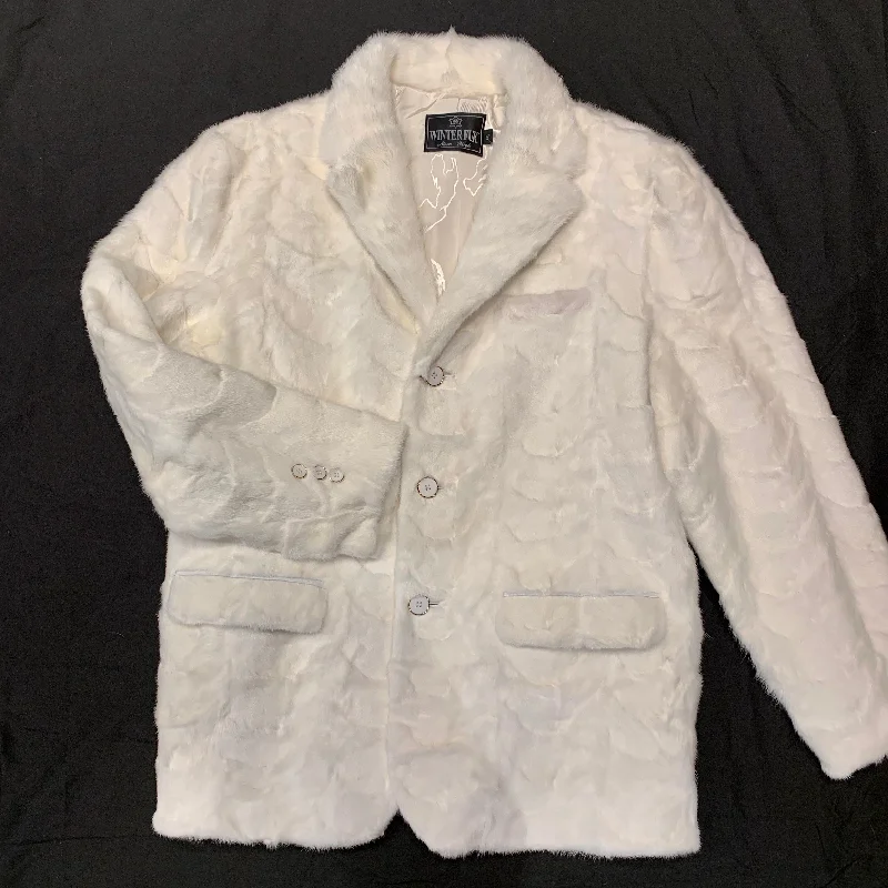 Kashani White Diamond Cut Mink Car Coat