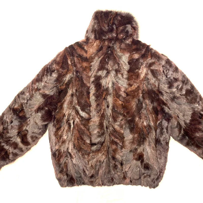 Kashani Wine Mink Bomber Jacket