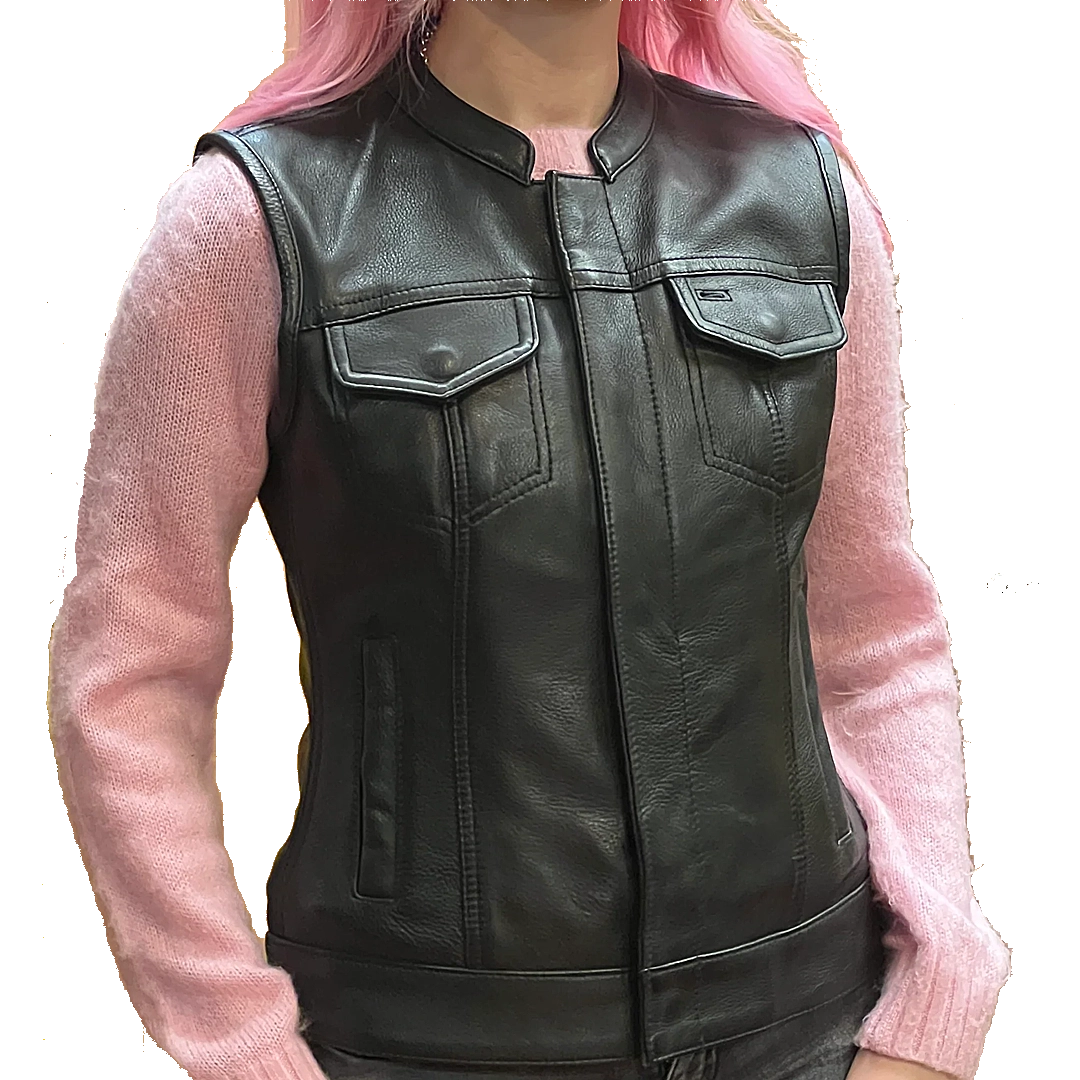 Ladies Dot Leather Club Vest