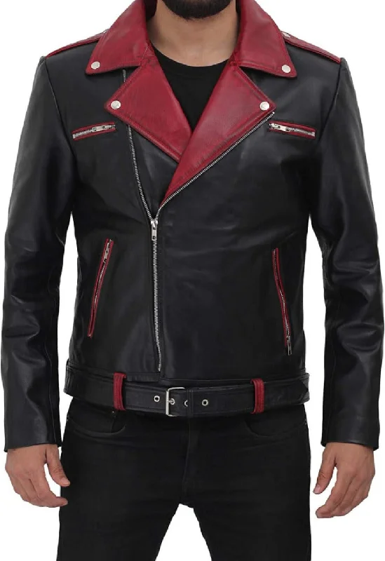 Leather Moto Jacket Black Genuine Nappa Sheepskin