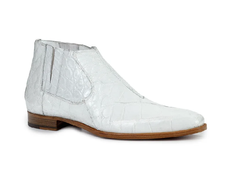 Mauri - 4780 All-Over White Alligator Body Chelsea Boots