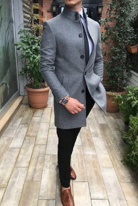 Men Over Long Coat Grey Winter Trench coat Grey Jacket long Customized coat Casual For Him