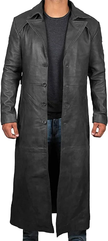 Mens Leather Trench Coat Full Length