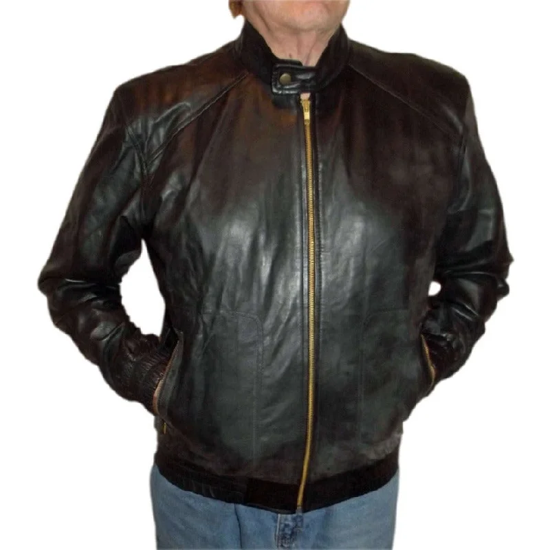 Mens Leather Jacket with Hood  First Quality Nappa Sheepskin