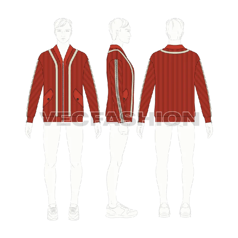 Mens Streetwear Cardigan Fashion Flat Sketch