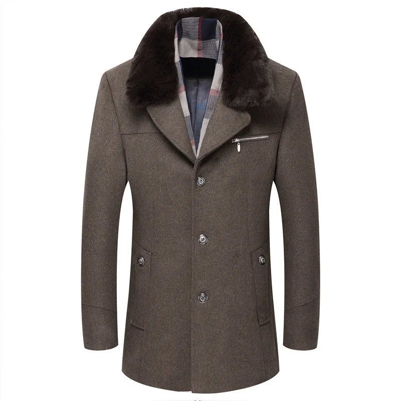 Men's Winter Wool Coat With Detachable Collar