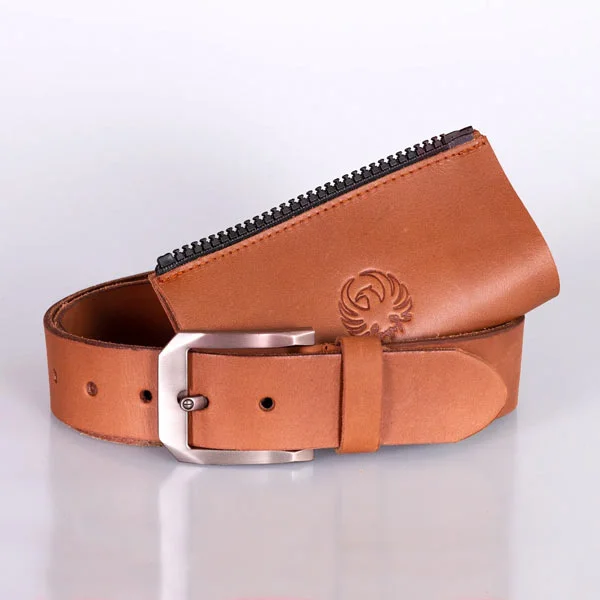 BELT WITH JACKET CONNECTING ZIP - LEATHER BROWN SIZE 30-32 MAN