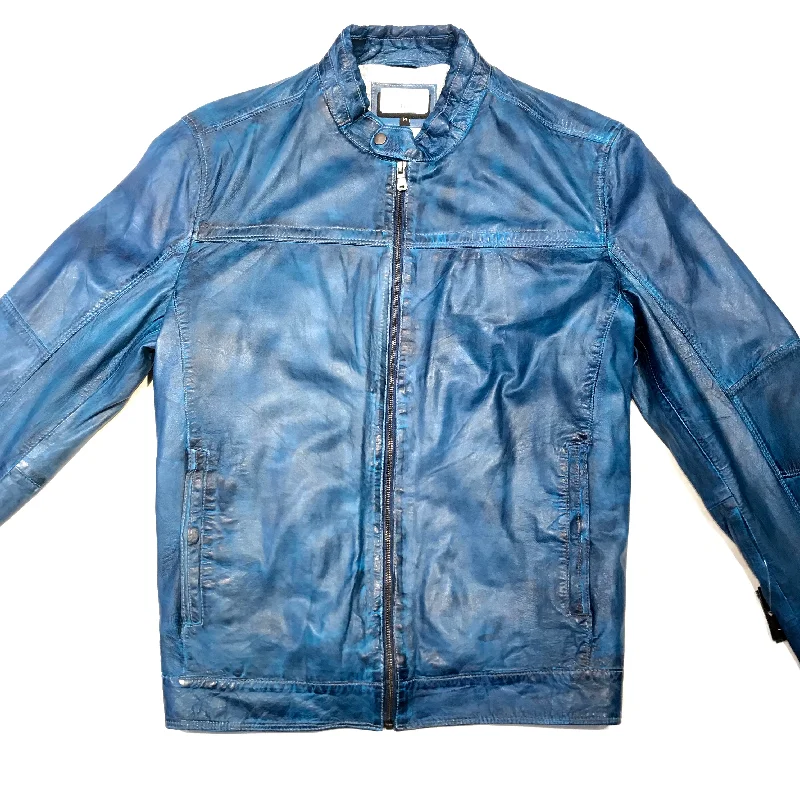 Missani Le Collezioni Carolina Blue Lambskin Leather Jacket