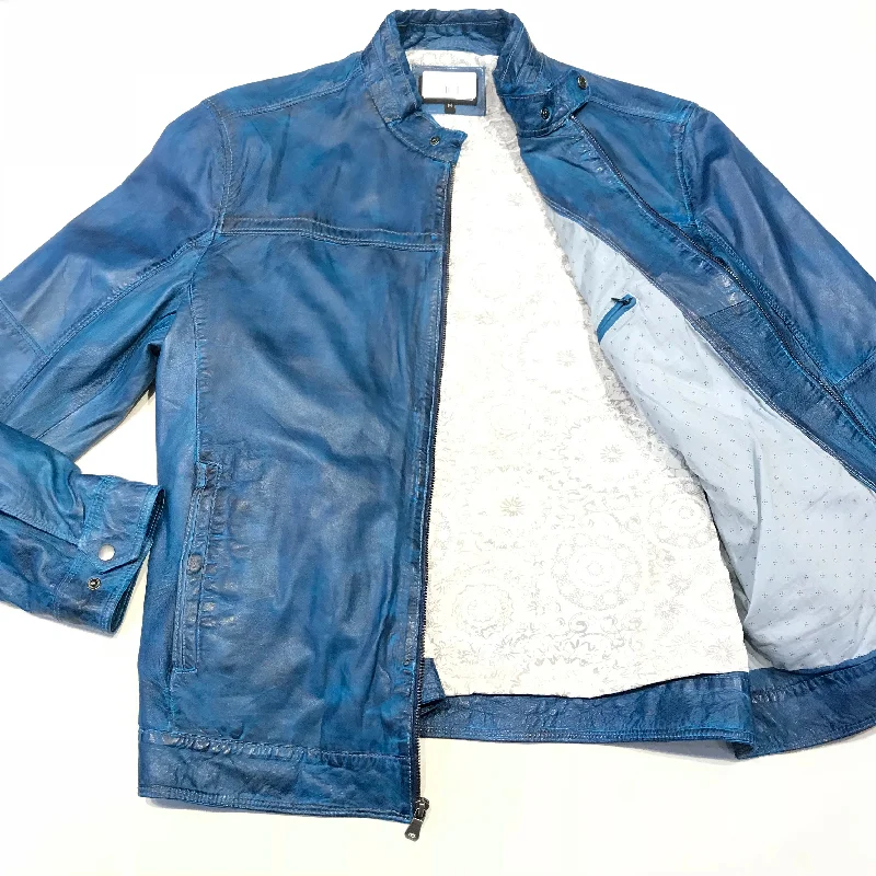 Missani Le Collezioni Carolina Blue Lambskin Leather Jacket