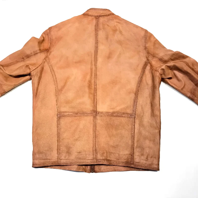 Missani Le Collezioni Cognac Lambskin Leather Jacket