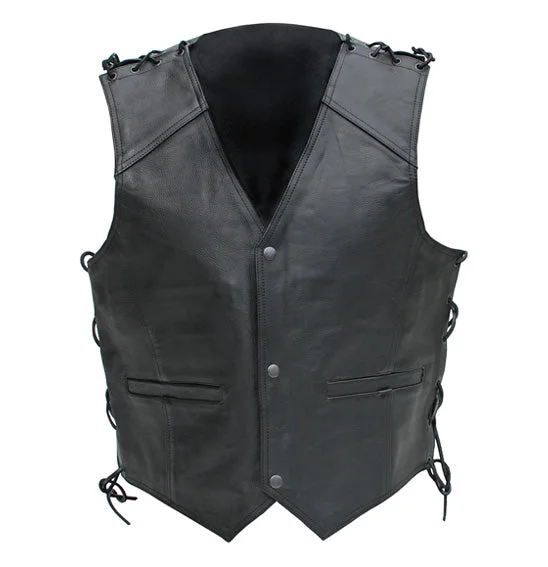 LEATHER VEST LACED/DOME XL CLOSED OUT