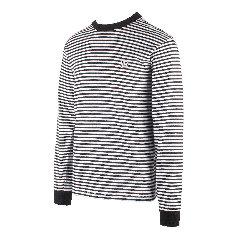 Obey Men's Black White 89 Icon II Striped Crew Neck L/S T-Shirt