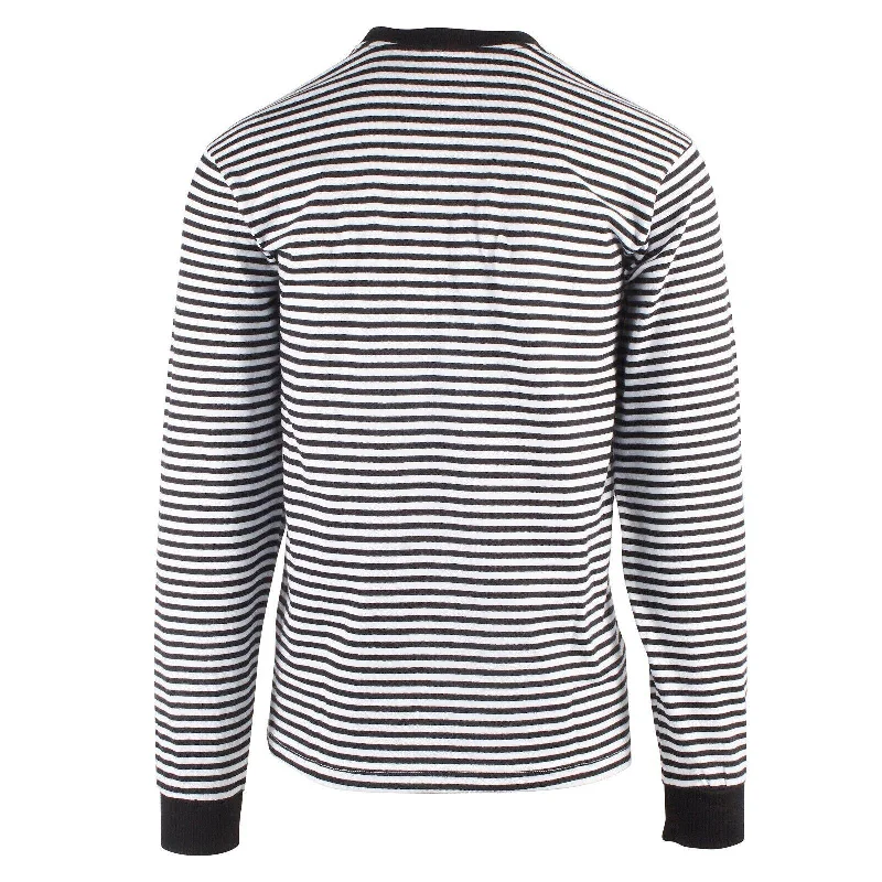 Obey Men's Black White 89 Icon II Striped Crew Neck L/S T-Shirt