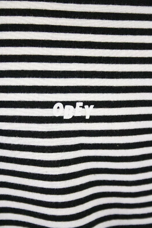 OBEY Men's Black & White Apex Striped S/S T-Shirt (S07)