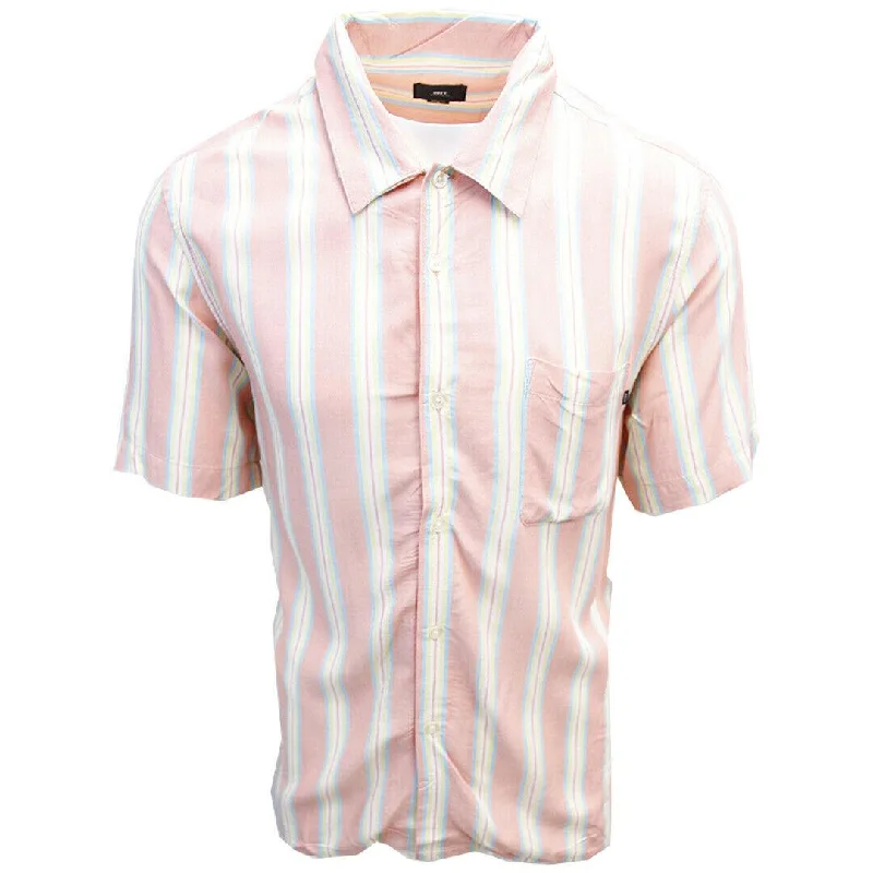 OBEY Men's Coral York Vertical Striped S/S Woven S02