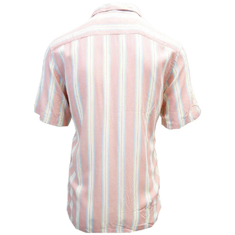 OBEY Men's Coral York Vertical Striped S/S Woven S02