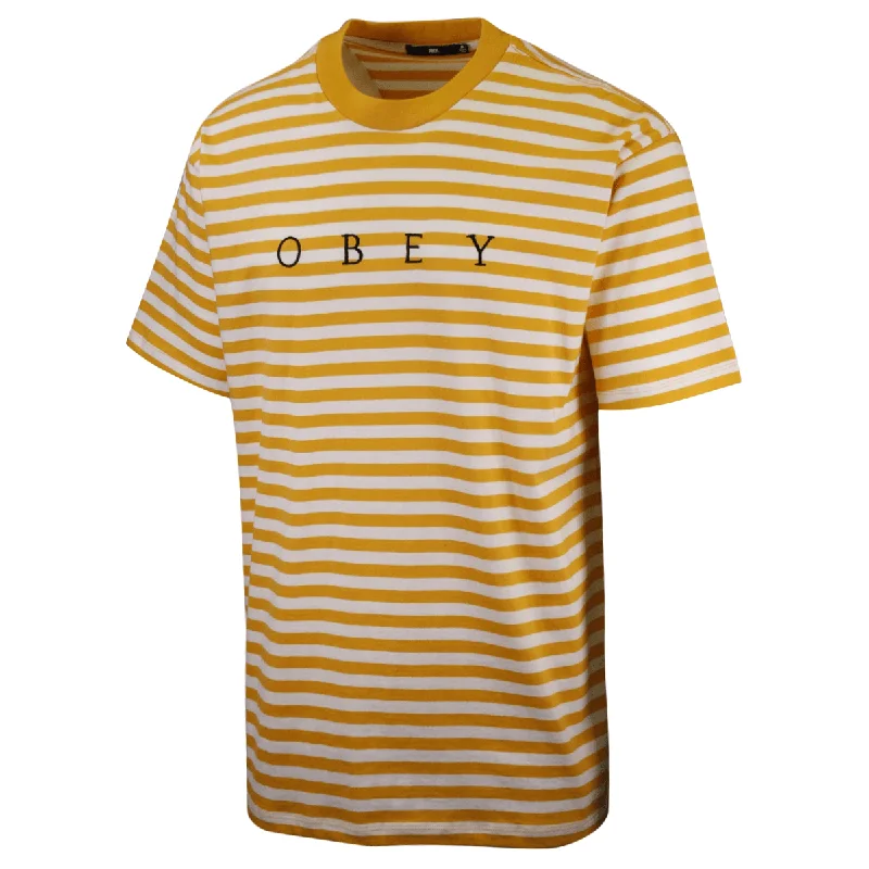 OBEY Men's Energy Yellow Novel Striped S/S T-Shirt (S10)