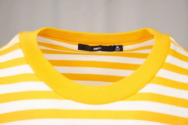 OBEY Men's Energy Yellow Novel Striped S/S T-Shirt (S10)