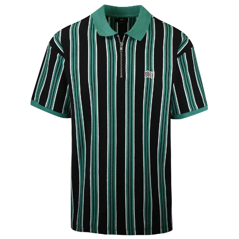 OBEY Men's Radar Classic Vertical Stripe Zip S/S Polo Shirt (S24)