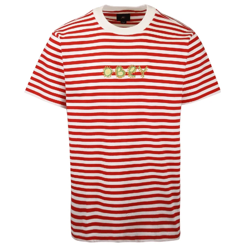 OBEY Men's Red Amoeba Striped S/S T-Shirt (S01C)