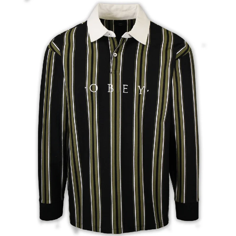 OBEY Men's Stripe Button L/S Polo Shirt (S03)